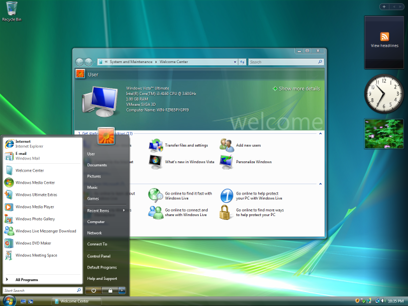 Desktop of a user with Windows Vista